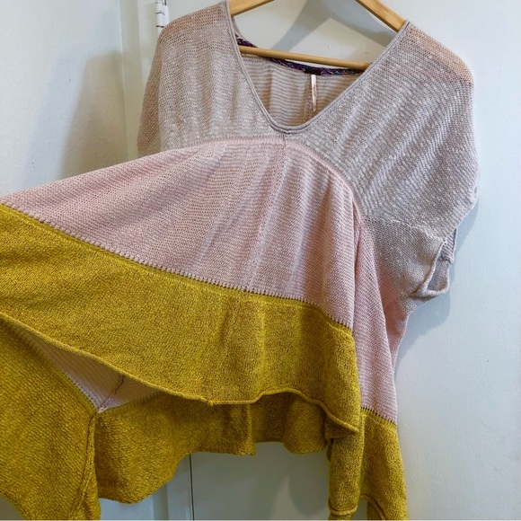 Free People Oversized Stretch Cheese-Cloth Top Cut/Cuffed Dolman Sleeves Size XS - Picture 12 of 15